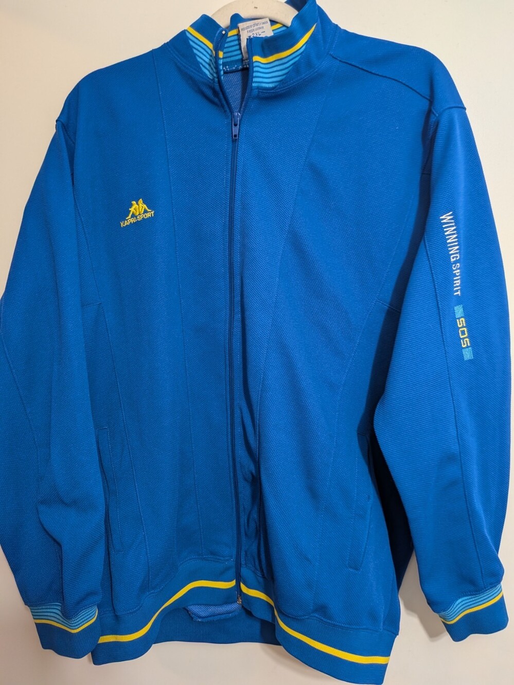 Vintage 90s Kappa Sport USA Track Jacket Mens 2XL XXL Blue Yellow Full Zip